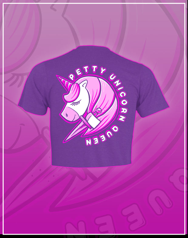 Petty Unicorn Queen  - Womens crop Tee
