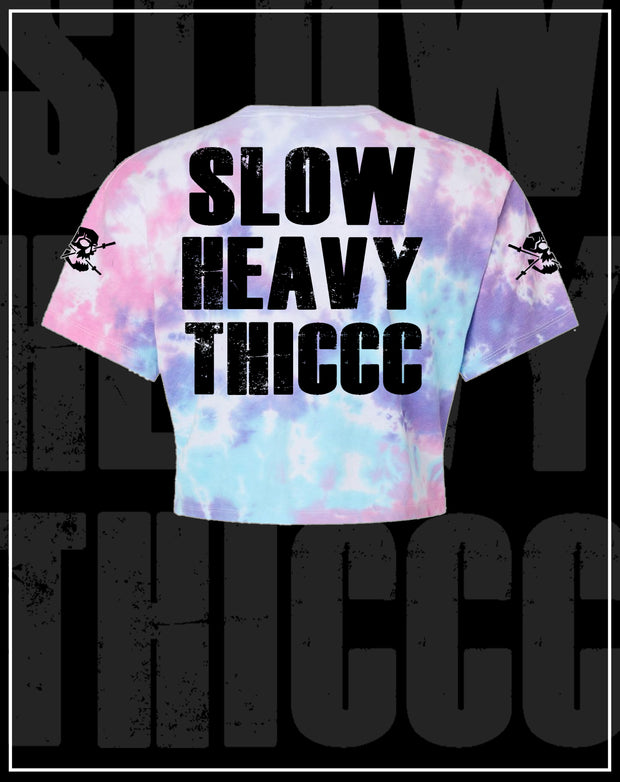 SLOWHEAVYTHICCC- Party womens crop